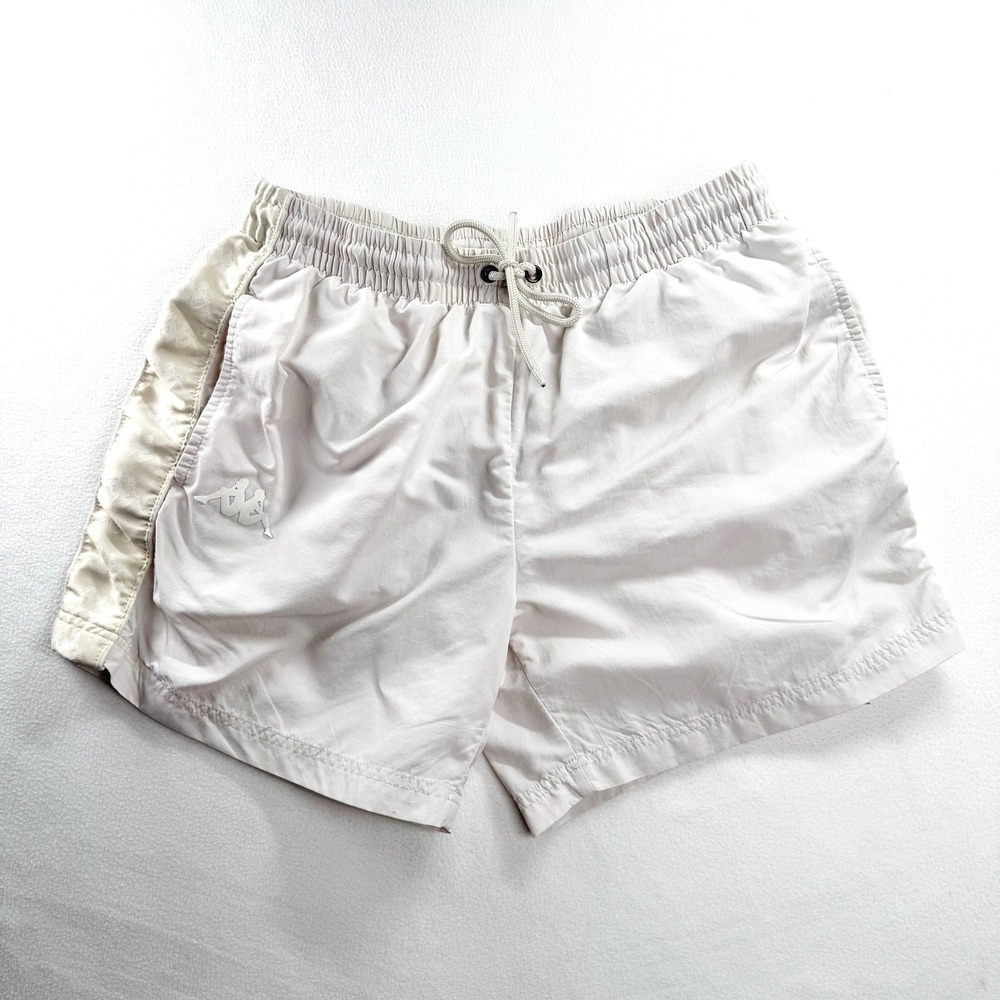 Kappa Swim Trunks Mens Size Large Off-White Cream Logo Taping Retro Sport Shorts
